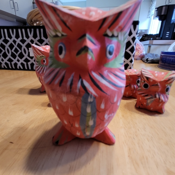 Other - Vintage colorful wood owl  hand painted